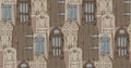 Seamless pattern of vintage doors.